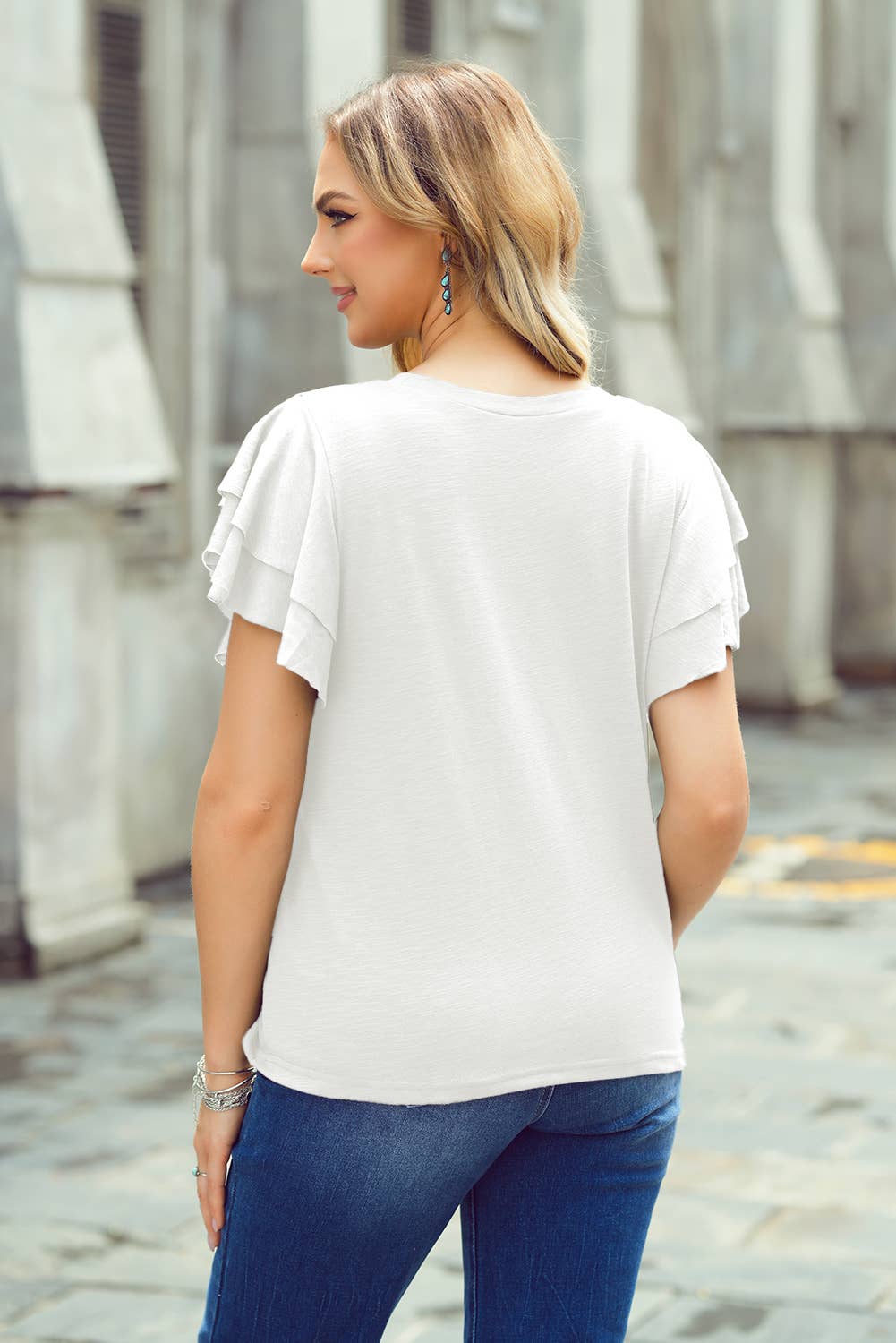 Layered Ruffle Short Sleeve Round Neck Top