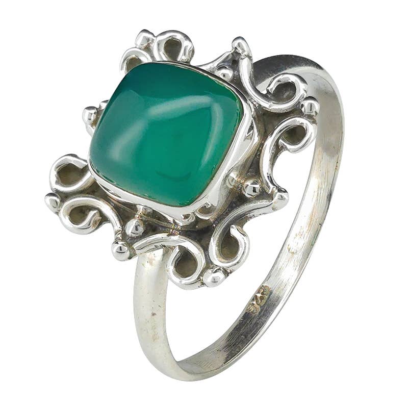 Green Onyx Sterling Silver Ring