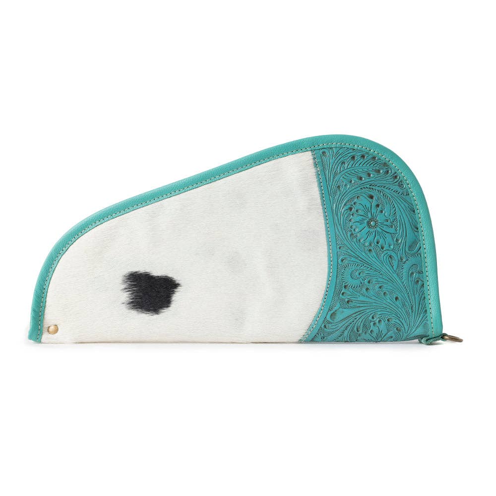 Bandit Breeze Tooled Hairon Gun Case in Desert Teal