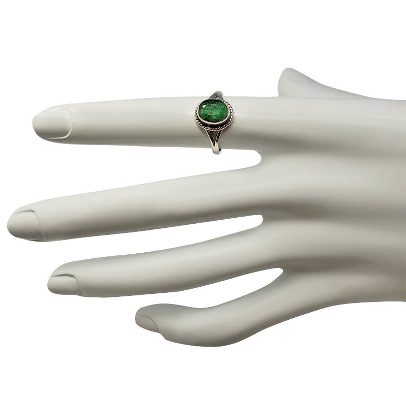 Composite Emerald Stone Sterling Silver Ring