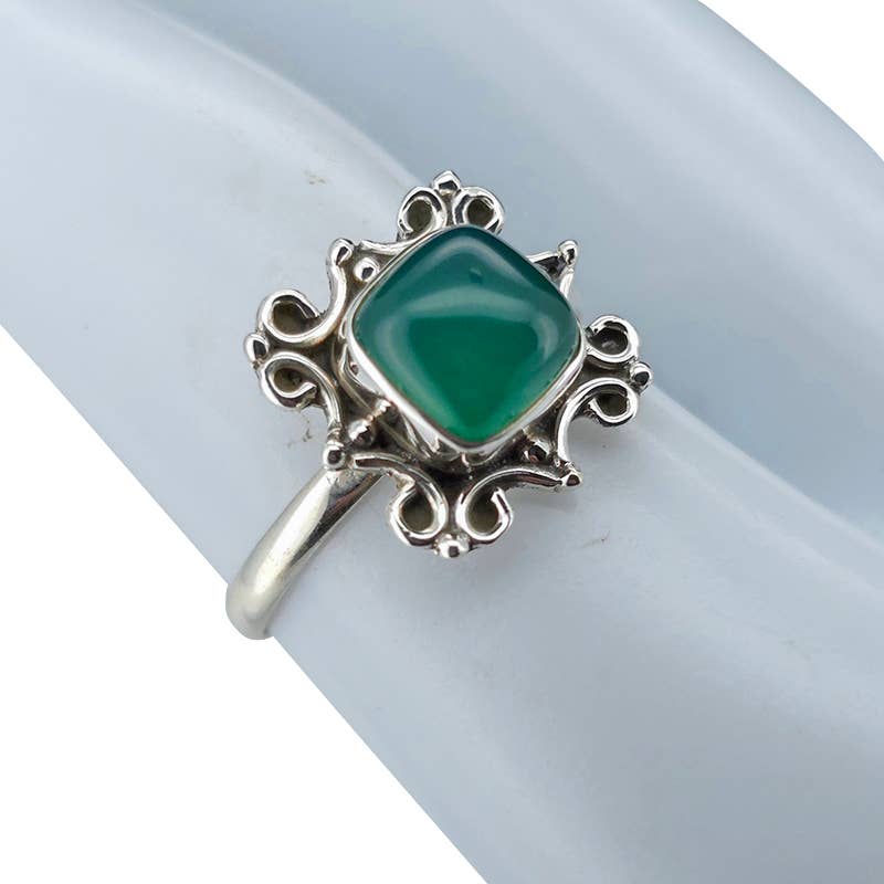 Green Onyx Sterling Silver Ring