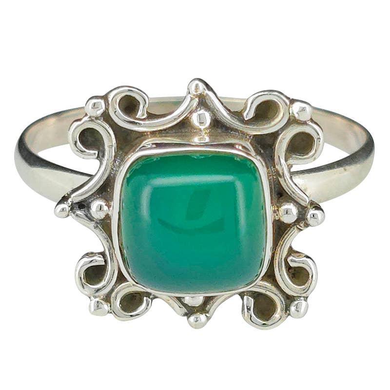Green Onyx Sterling Silver Ring