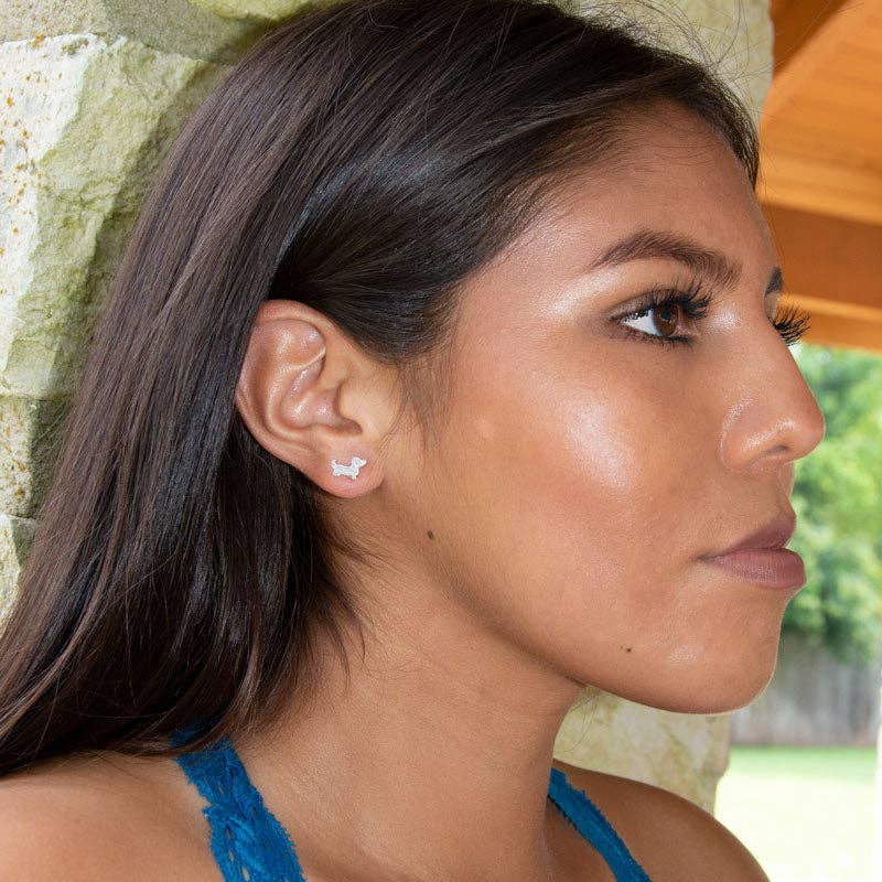 Sterling Silver Dachshund Stud Earrings