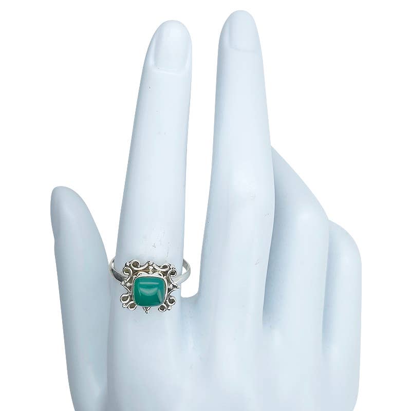 Green Onyx Sterling Silver Ring