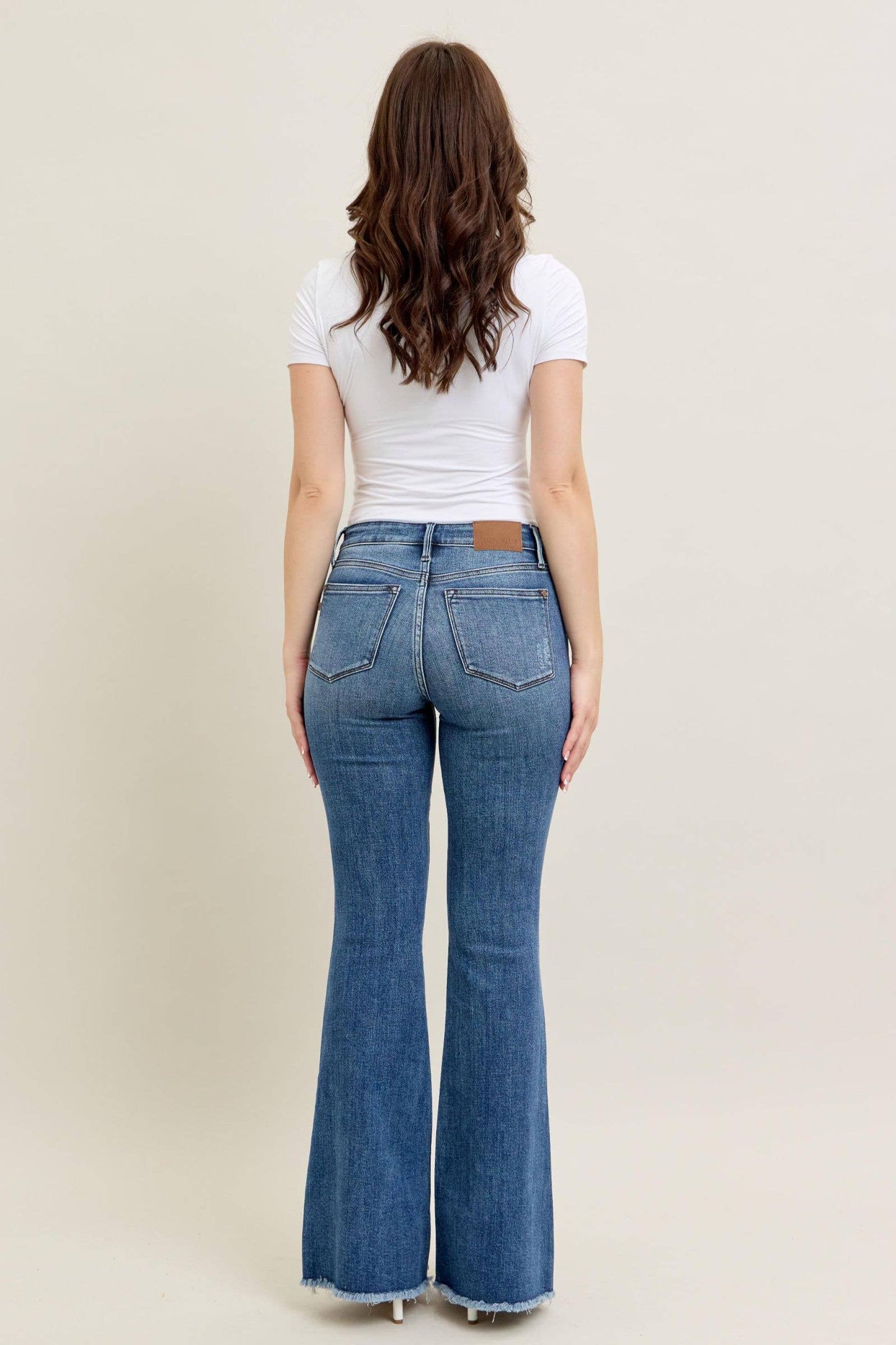 Judy Blue Mid Rise Vintage Fray Hem Flare