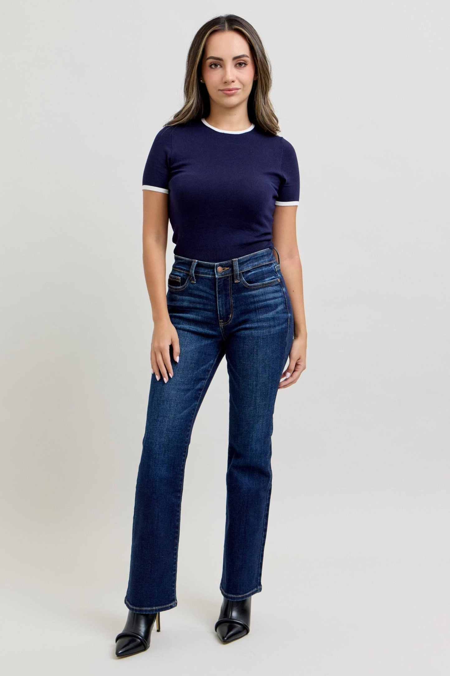 Judy Blue Mid Rise Dark Wash Classic Bootcut, PETITE Inseam 29"