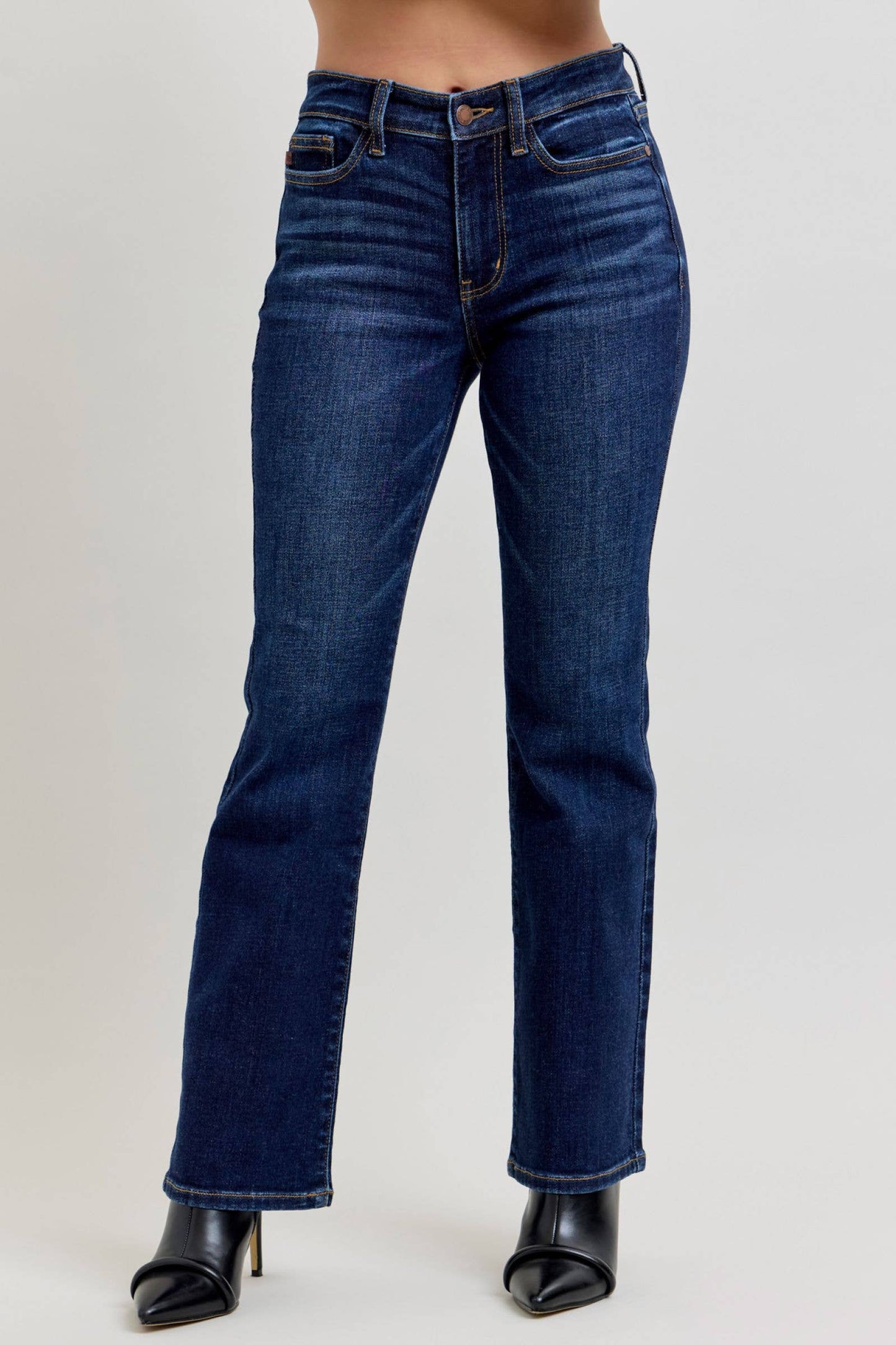 Judy Blue Mid Rise Dark Wash Classic Bootcut, PETITE Inseam 29"