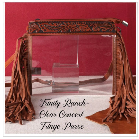 Clear Concert Purse- tooled and fringe details