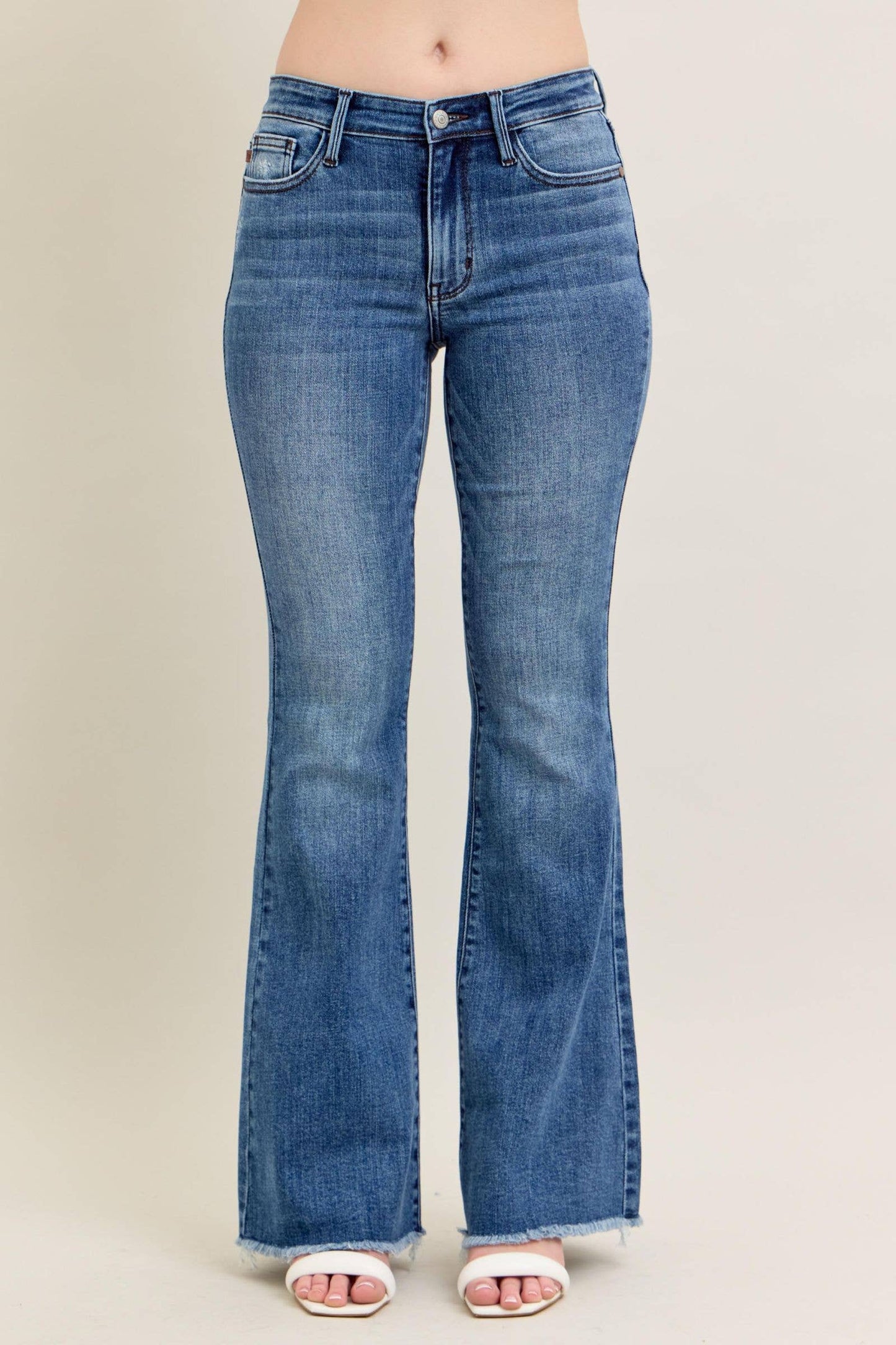 Judy Blue Mid Rise Vintage Fray Hem Flare
