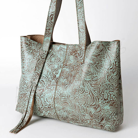 LC-ADBGZ208TRQ Tote Embossed Genuine Western Leather Women Bag