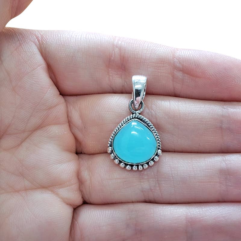 Aqua Chalcedony Sterling Silver Pendant