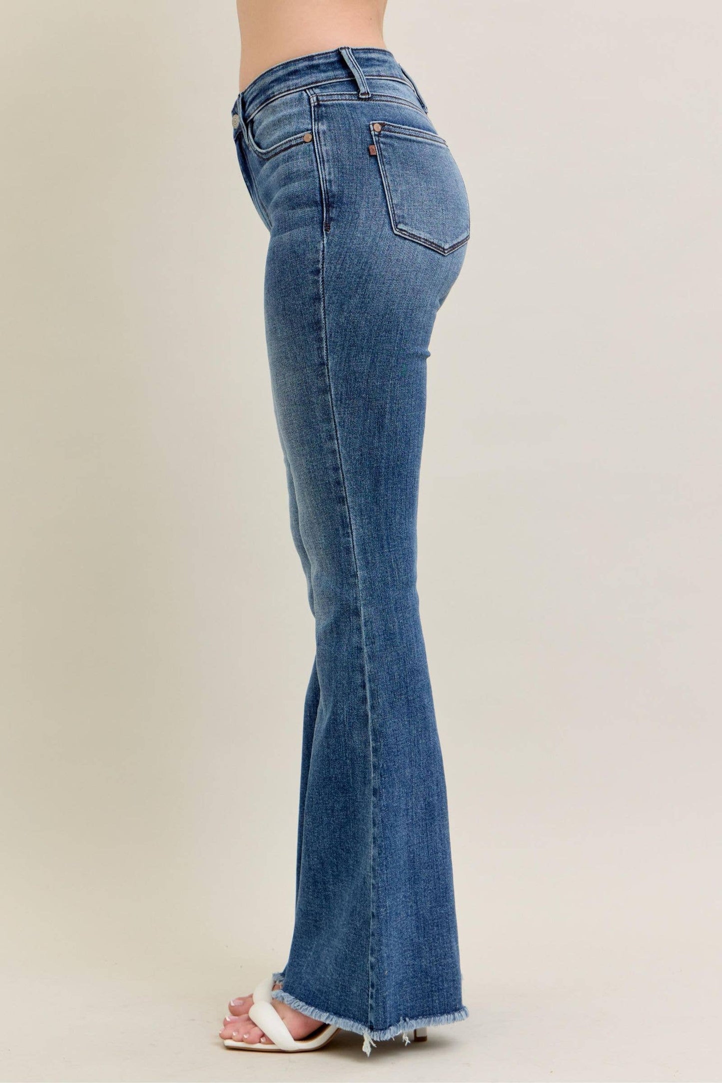 Judy Blue Mid Rise Vintage Fray Hem Flare