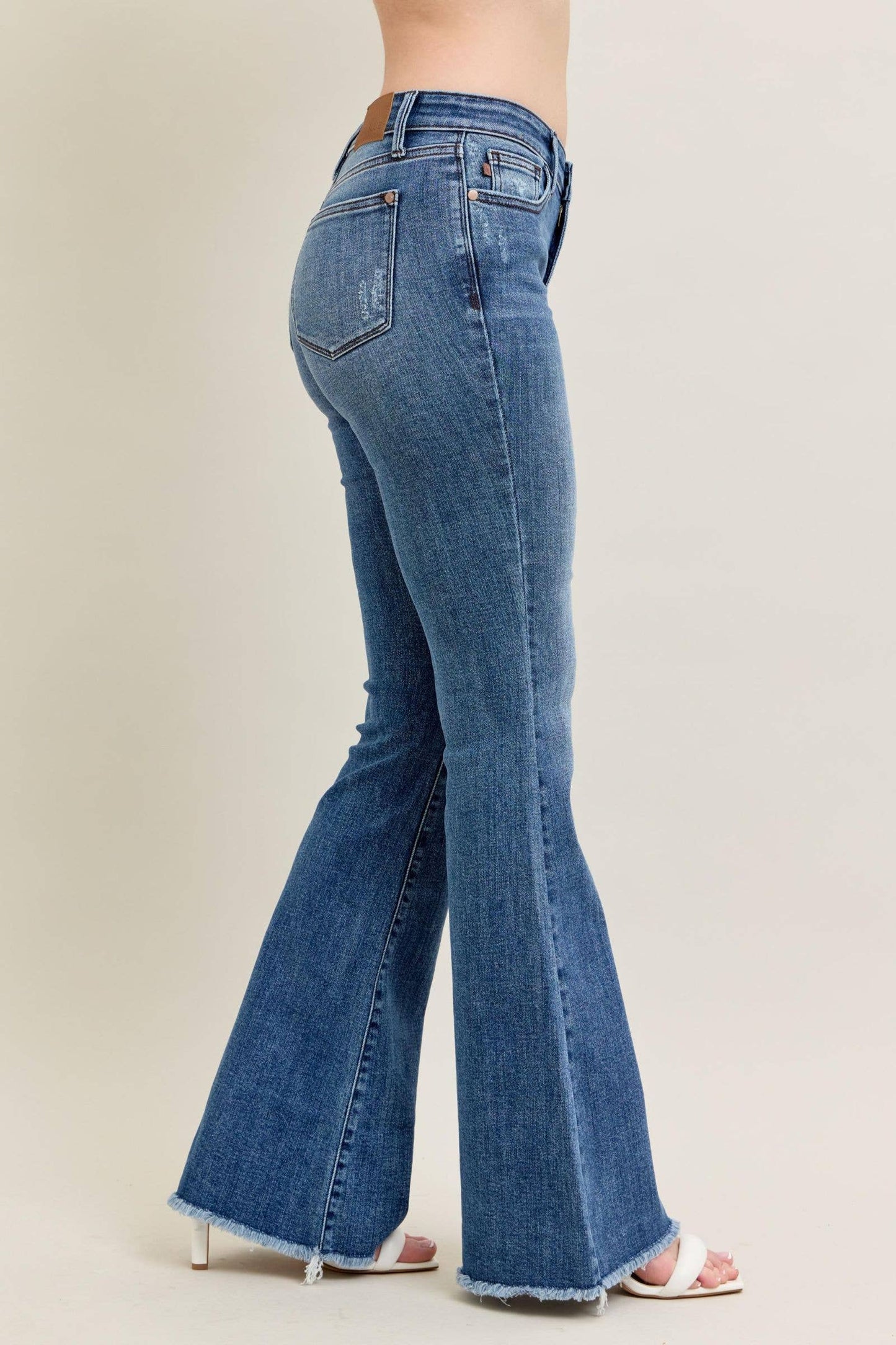 Judy Blue Mid Rise Vintage Fray Hem Flare