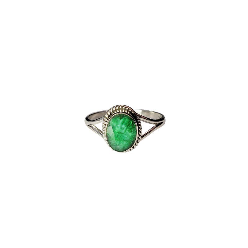 Composite Emerald Stone Sterling Silver Ring