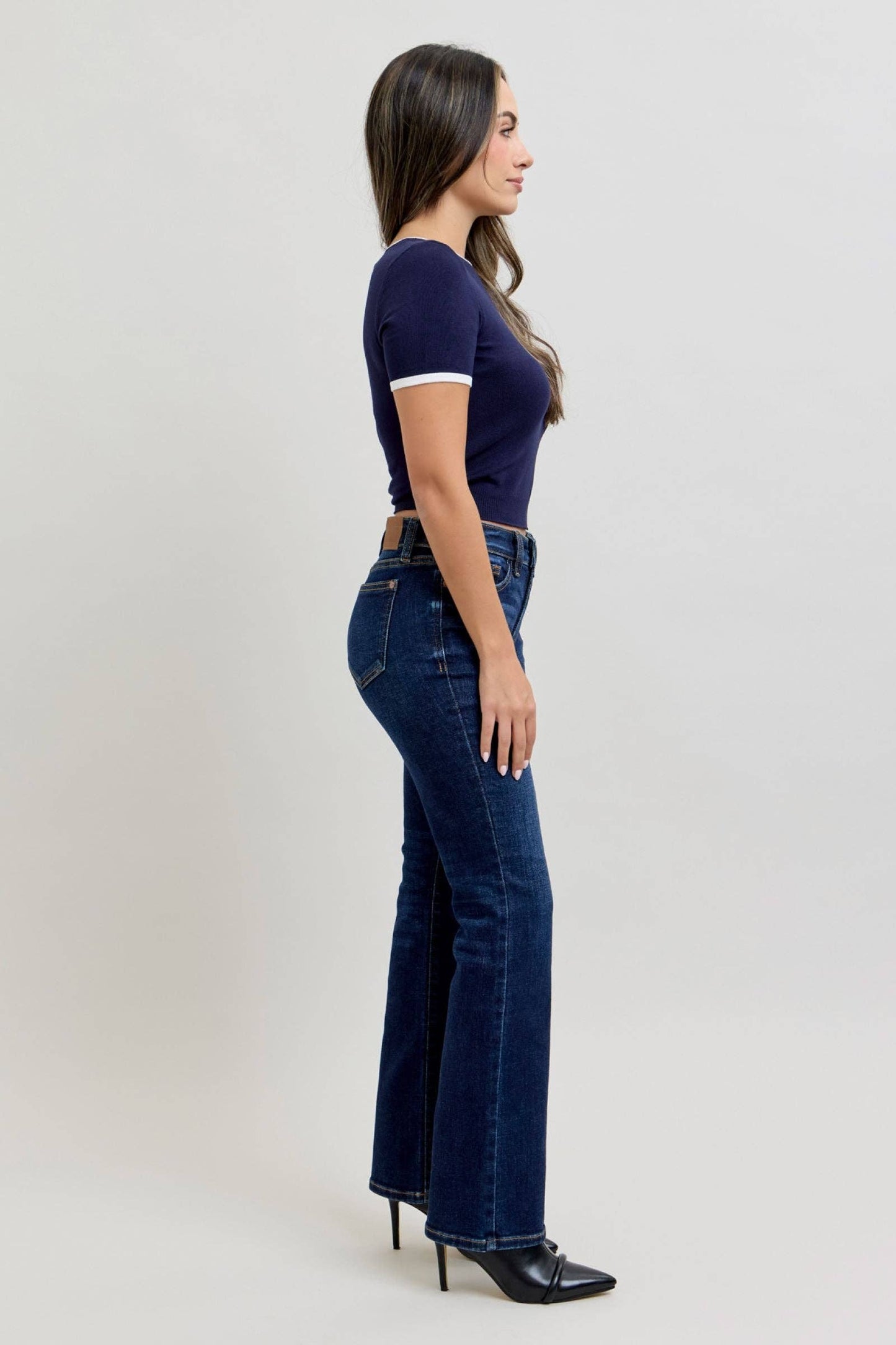 Judy Blue Mid Rise Dark Wash Classic Bootcut, PETITE Inseam 29"