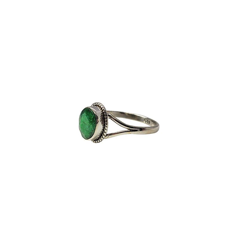 Composite Emerald Stone Sterling Silver Ring