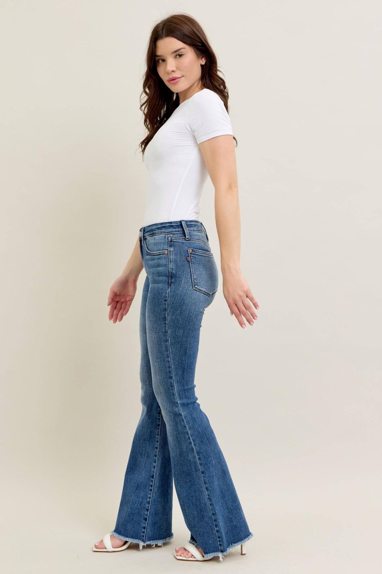 Judy Blue Mid Rise Vintage Fray Hem Flare