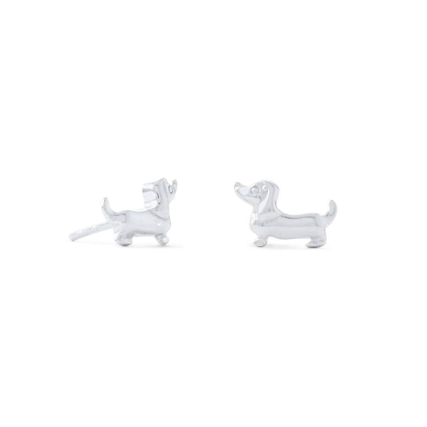 Sterling Silver Dachshund Stud Earrings