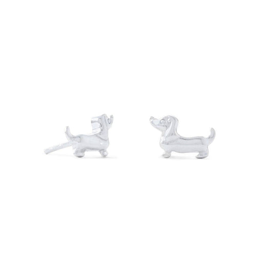 Sterling Silver Dachshund Stud Earrings