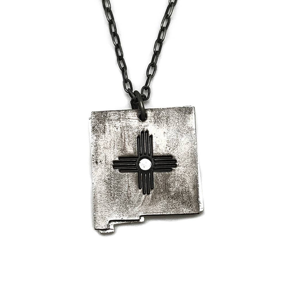 New Mexico -Home State Jewelry - Pewter Necklace -  Zia Sun