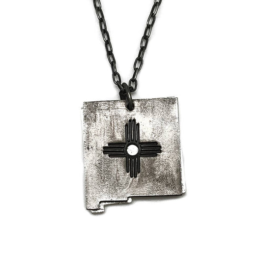New Mexico -Home State Jewelry - Pewter Necklace -  Zia Sun